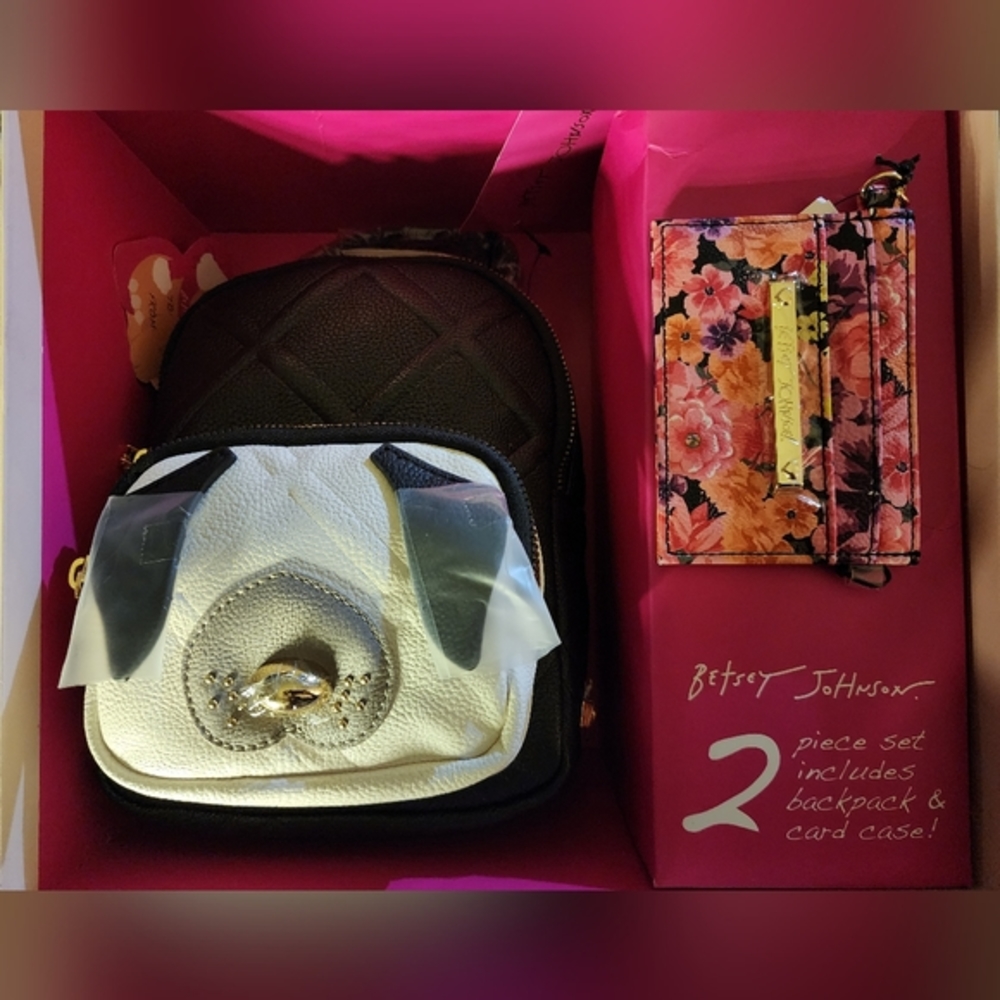 Betsey Johnson Mini Puppy Backpack with Card Case